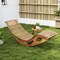 Acacia Wood Patio Rocking Sun Lounger Chaise Lounge with Ergonomic Curved Seat - 63"L x 23.5"W x 26"H